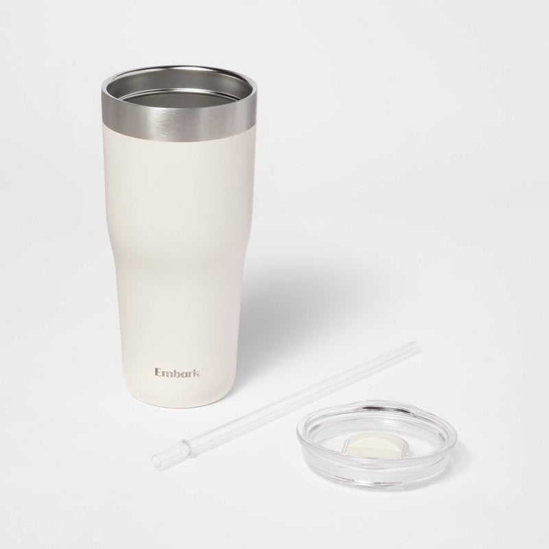 30oz Stainless Steel Straw Tumbler Cream - Embark