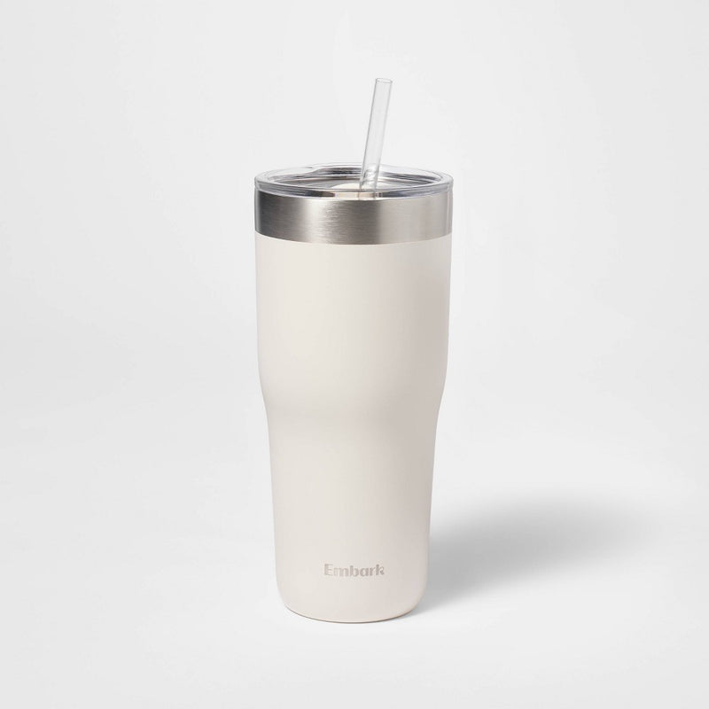 30oz Stainless Steel Straw Tumbler Cream - Embark