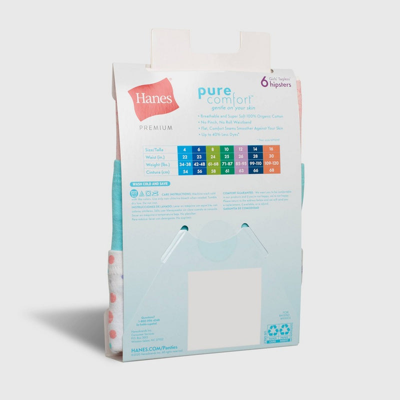 Hanes Premium Girls' 6pk Comfort Hipster - Colors May Vary 8