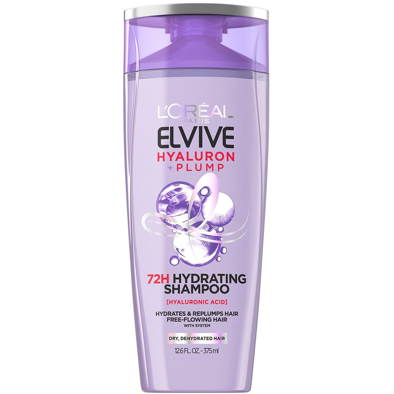 L'oreal Paris Elvive Hyaluron Plump Hydrating Shampoo For Dehydrated, Dry Hair Infused With Hyaluronic Acid Care Complex, Paraben-Free, 12.6 Fl Oz