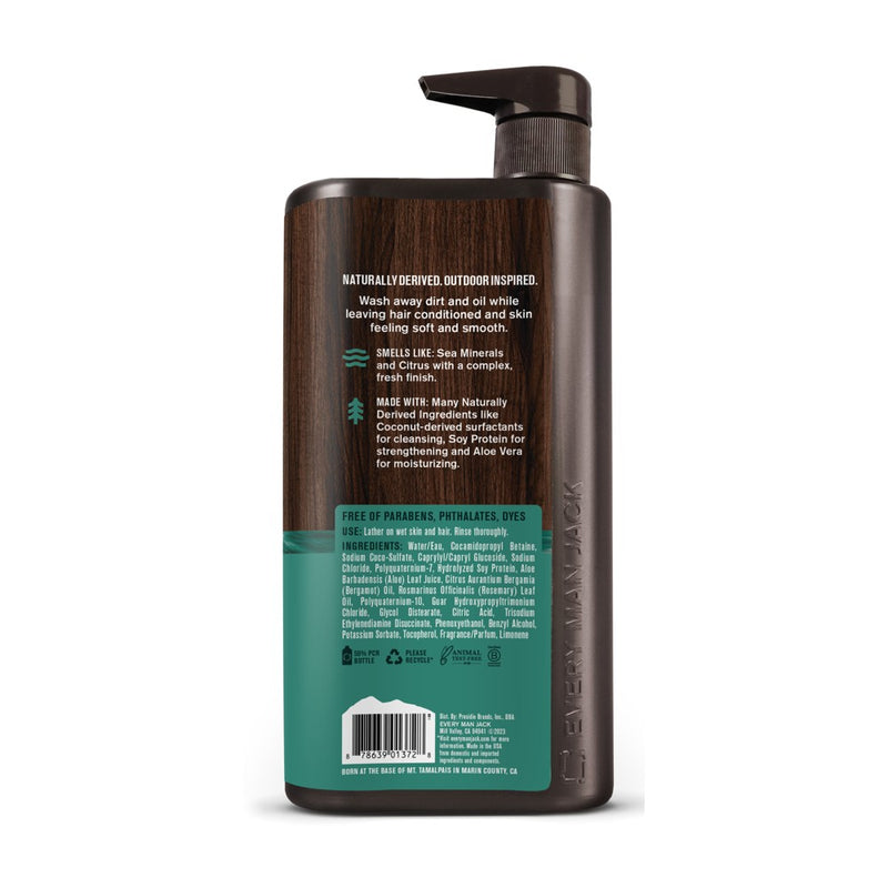 Every Man Jack Sea Salt Hydrating Men's 3-in-1 Body Wash and Shampoo and Conditioner - 28.8 fl oz