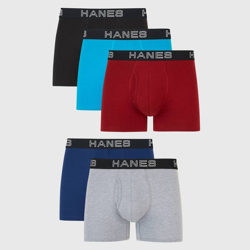 Hanes Premium Men's Mid-Rise Stretch Trunks 5pk - Blue/Black/Gray XL