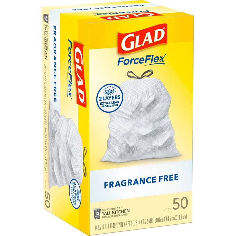 Glad ForceFlex Drawstring Fragrance Free Trash Bags - 13 Gallon - 50ct