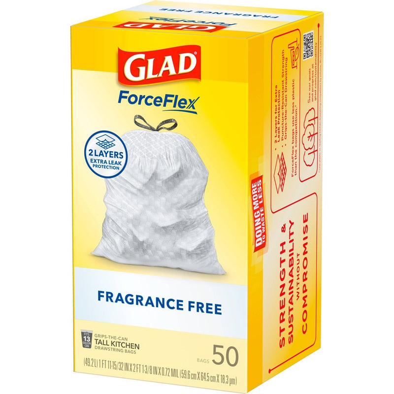 Glad ForceFlex Drawstring Fragrance Free Trash Bags - 13 Gallon - 50ct