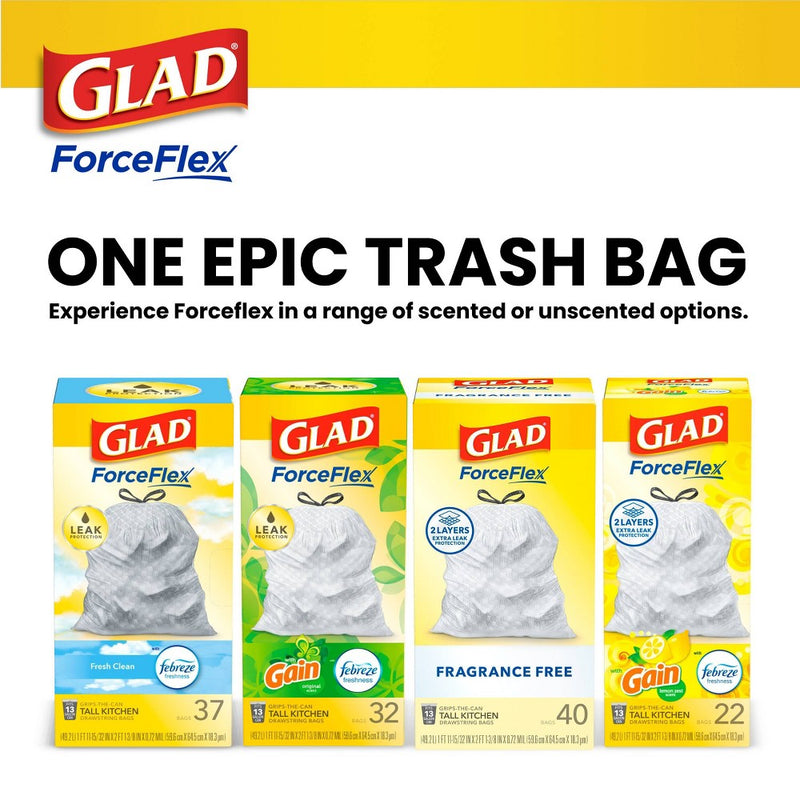 Glad ForceFlex Drawstring Fragrance Free Trash Bags - 13 Gallon - 50ct