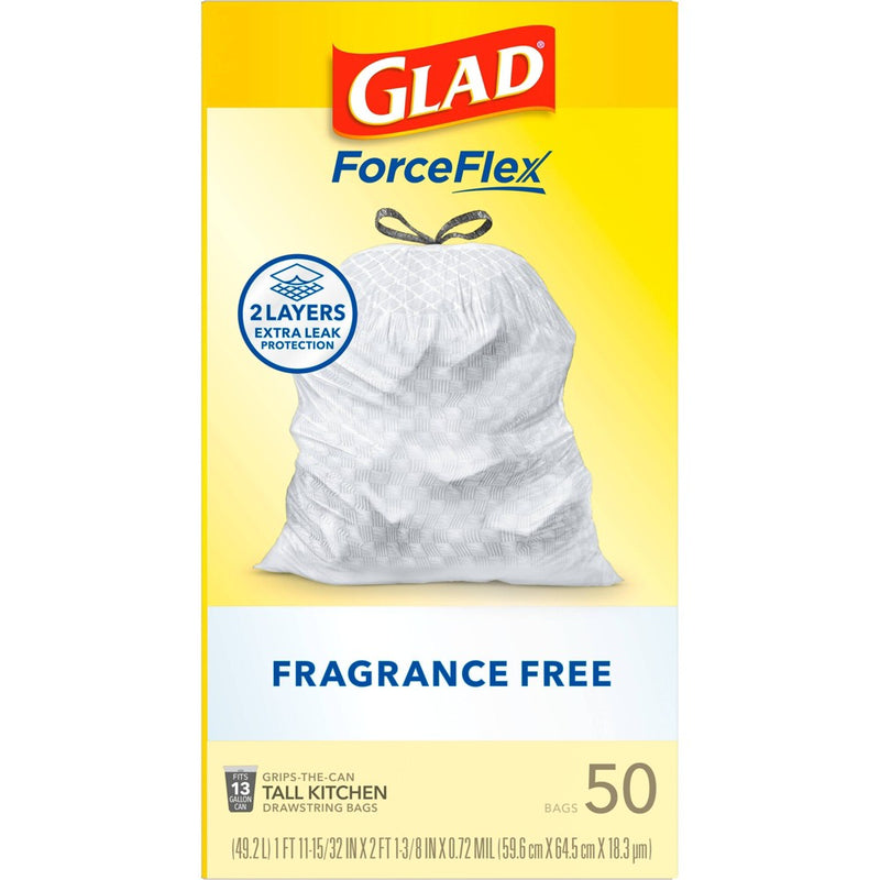 Glad ForceFlex Drawstring Fragrance Free Trash Bags - 13 Gallon - 50ct