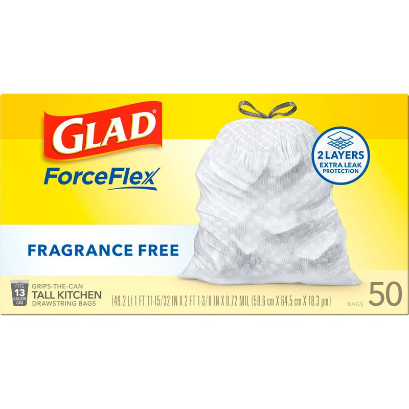 Glad ForceFlex Drawstring Fragrance Free Trash Bags - 13 Gallon - 50ct