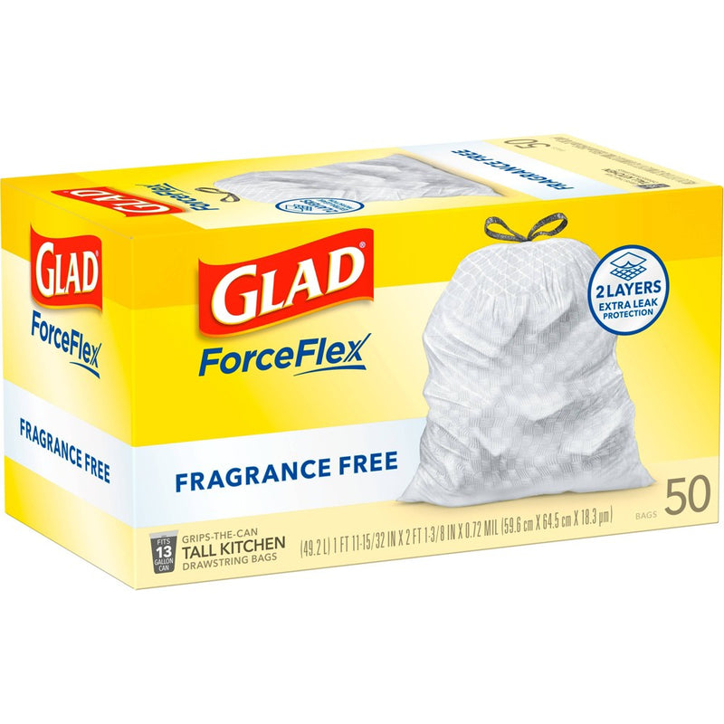 Glad ForceFlex Drawstring Fragrance Free Trash Bags - 13 Gallon - 50ct