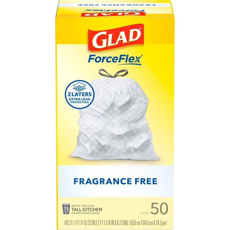 Glad ForceFlex Drawstring Fragrance Free Trash Bags - 13 Gallon - 50ct