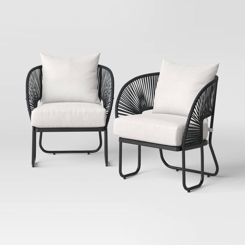 2pc Mackworth Rope Outdoor Patio Chairs, Club Chairs Black - Threshold (LOCAL PICKUP ONLY)