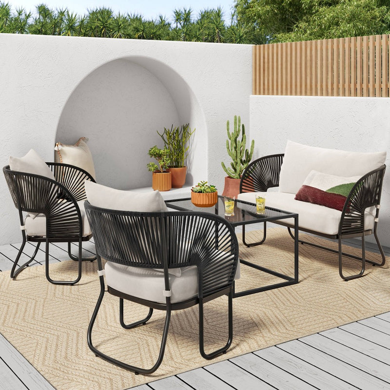 2pc Mackworth Rope Outdoor Patio Chairs, Club Chairs Black - Threshold (LOCAL PICKUP ONLY)