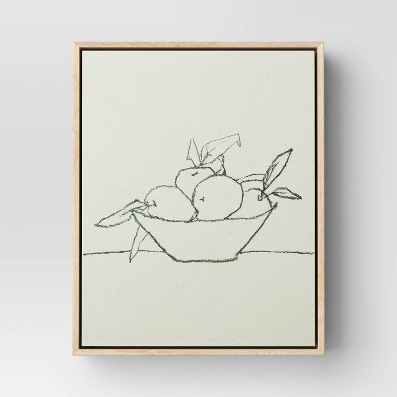 8" x 10" Fruit Bowl Framed Wall Canvas Tan - Threshold