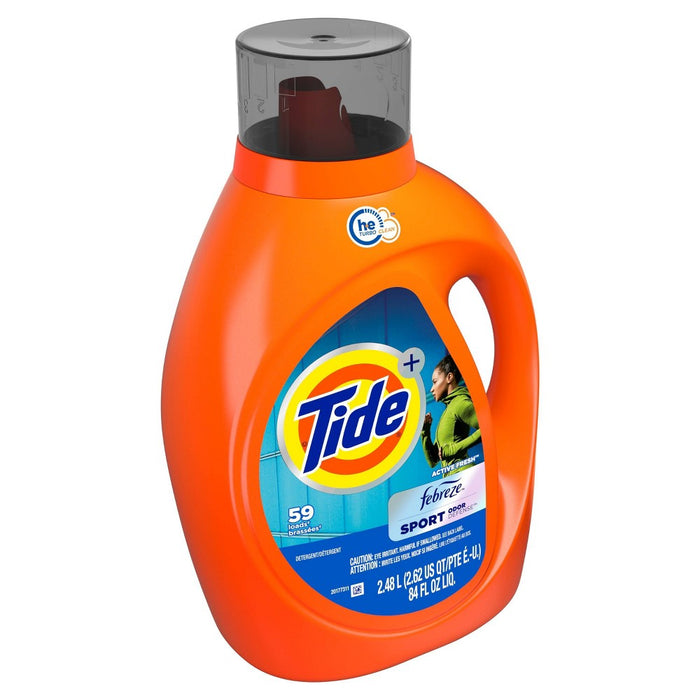 Tide Plus Febreze Sport Active Fresh High Efficiency Liquid Laundry Detergent Soap - 84 fl oz