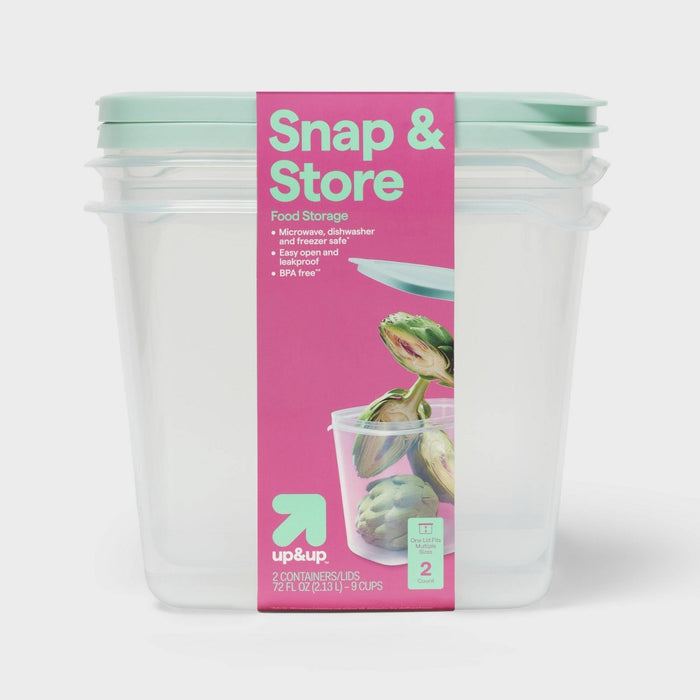 Deep Rectangle Food Storage Containers - 72 fl oz/2ct - up & up