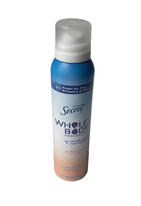 Secret Whole Body Aluminum Free Deodorant Spray - Peach & Vanilla - 3.5oz