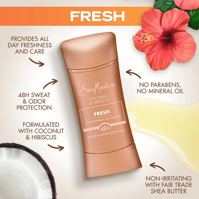 SheaMoisture Fresh & Clean Antiperspirant Deodorant Stick with Coconut & Hibiscus - 2.6oz