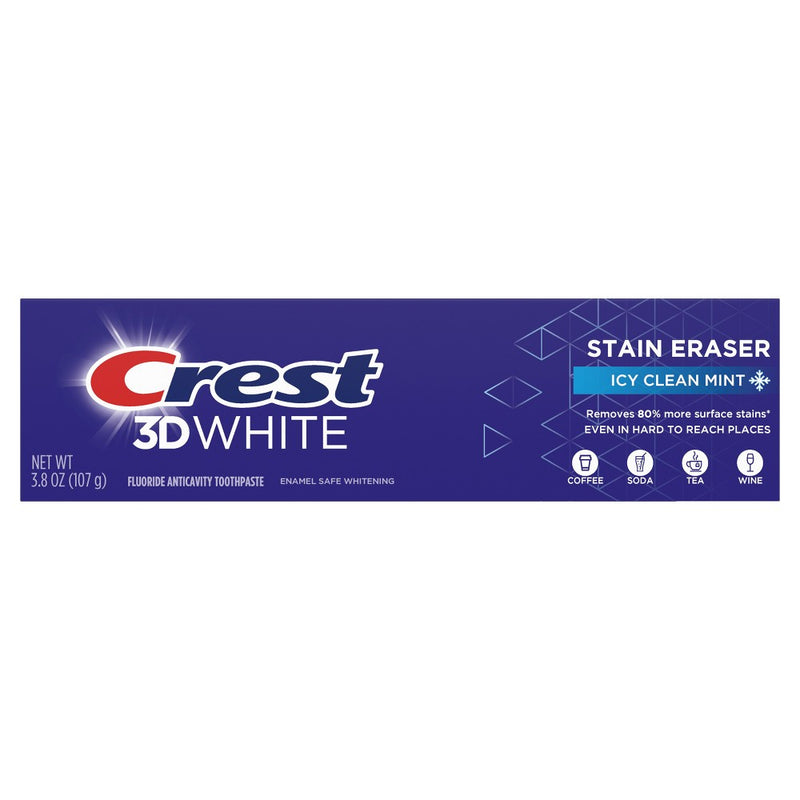 Crest 3D White Stain Eraser Teeth Whitening Toothpaste, Icy Clean Mint - 3.8 oz