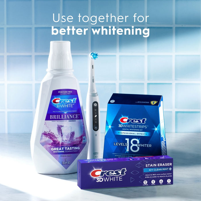 Crest 3D White Stain Eraser Teeth Whitening Toothpaste, Icy Clean Mint - 3.8 oz