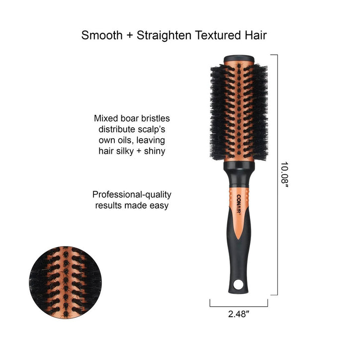 Conair Copper Pro Mixed Boar Bristle Round Hair Brush - Medium Barrel - All Hair
