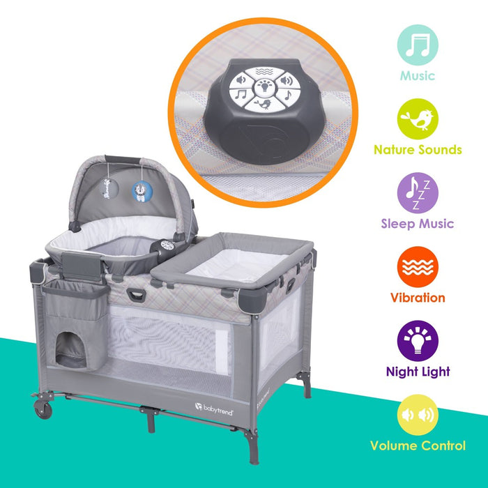 Baby Trend Lullaby Nursery Suite EZ-Fold Playard with Portable Rocking Lounger - Madrid Plaid (LOCAL PICKUP ONLY)