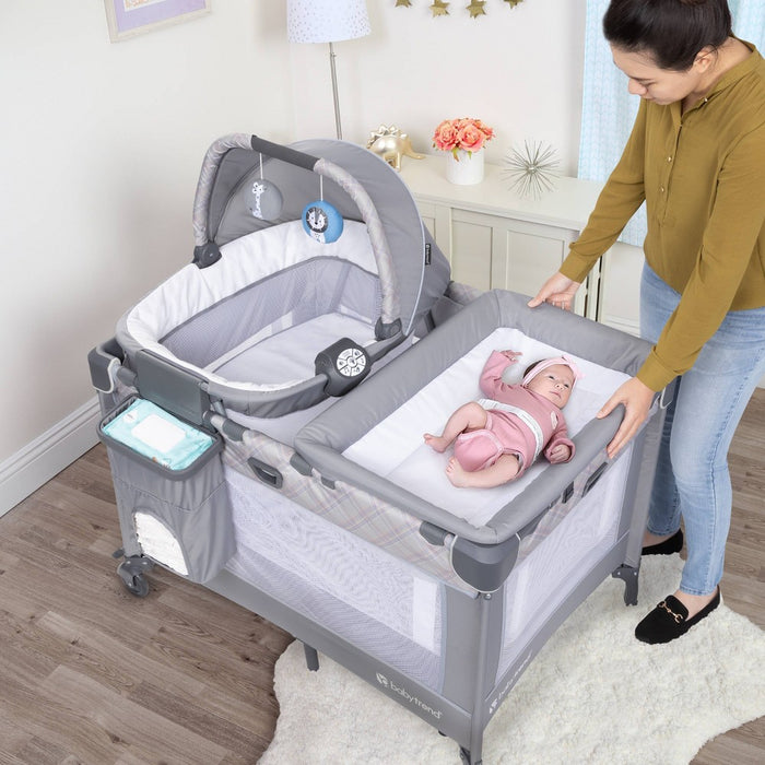 Baby Trend Lullaby Nursery Suite EZ-Fold Playard with Portable Rocking Lounger - Madrid Plaid (LOCAL PICKUP ONLY)