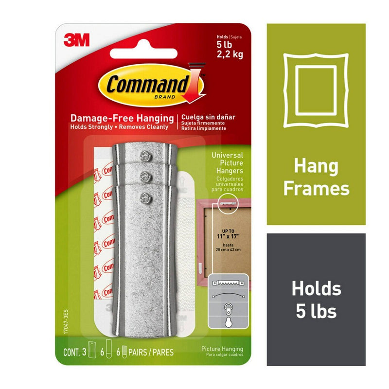 Command Universal Picture Hanger with 3 Hangers 6 Strips and 6 Stabilizer Pairs