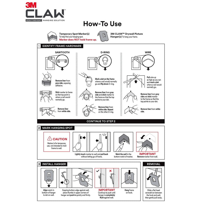 3M Claw 45lbs Drywall Picture Hanger with Temporary Spot Marker