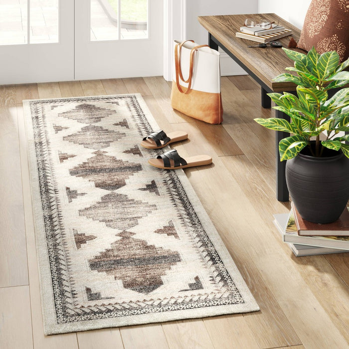 2'x7' Washable Runner Cromwell Printed Persian Style Rug Tan - Threshold
