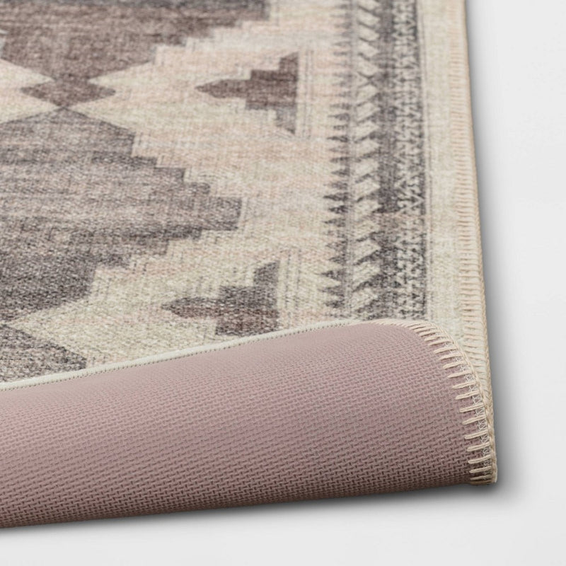 2'x7' Washable Runner Cromwell Printed Persian Style Rug Tan - Threshold (LOCAL PICKUP ONLY)