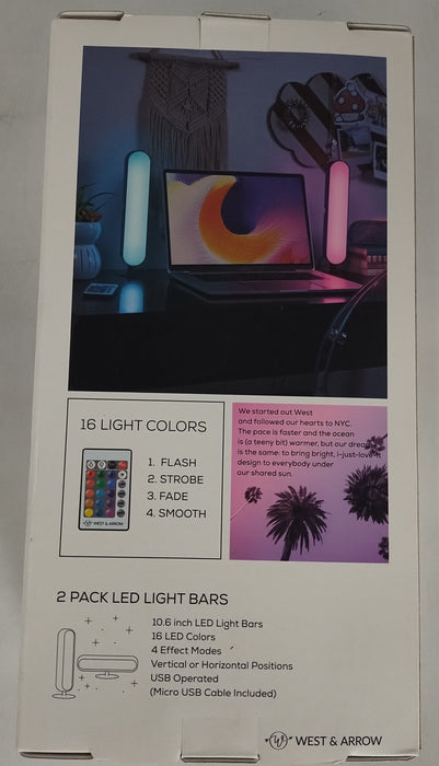 LED Light Bars with Remote Black - West & Arrow (Set of 2)
