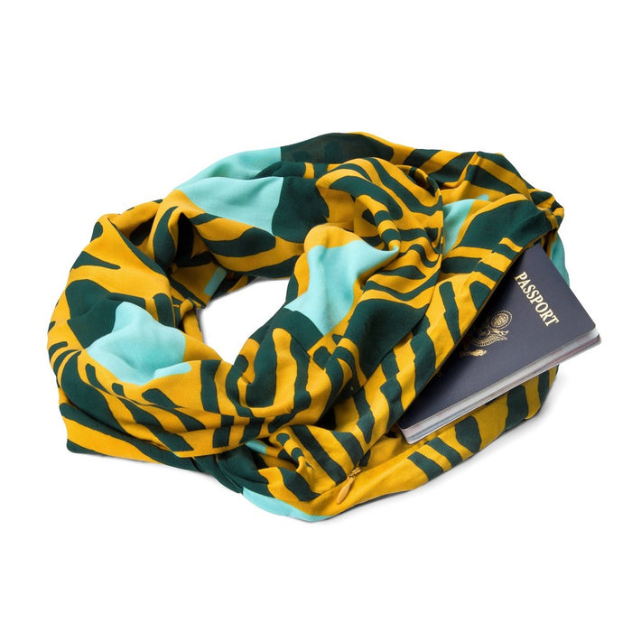 WNDR LN Printed Travel Scarf with Built-in Zipper Pocket
