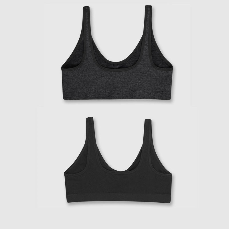 Hanes Girls' 2pc Bra - Gray/Black M
