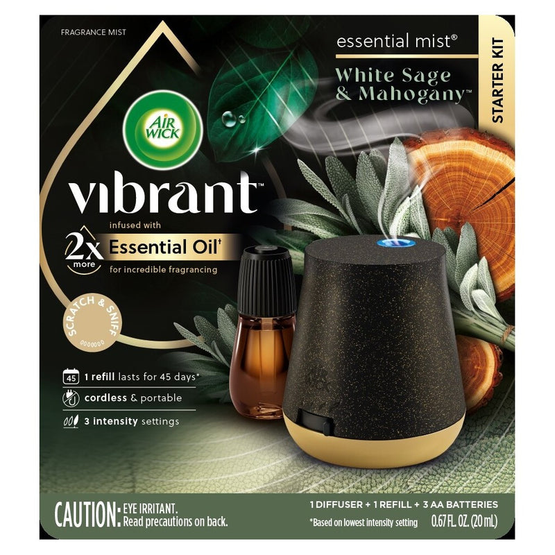 Air Wick Vibrant Essential Mist Starter Kit - White Sage Mahogany 1+1 - 0.67 fl oz