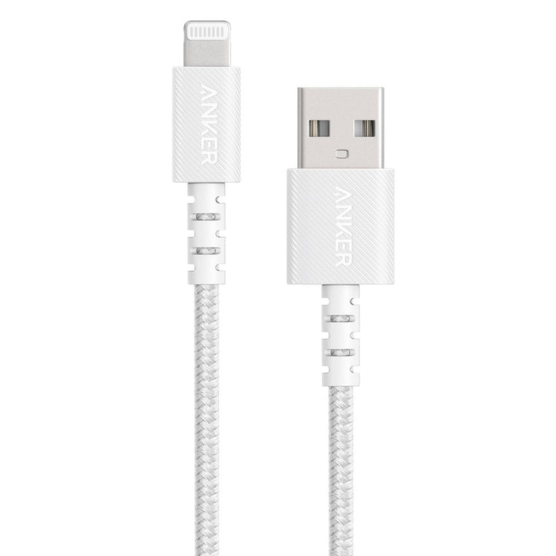Anker 3' Braided Lightning to USB-A Charging Cable - White