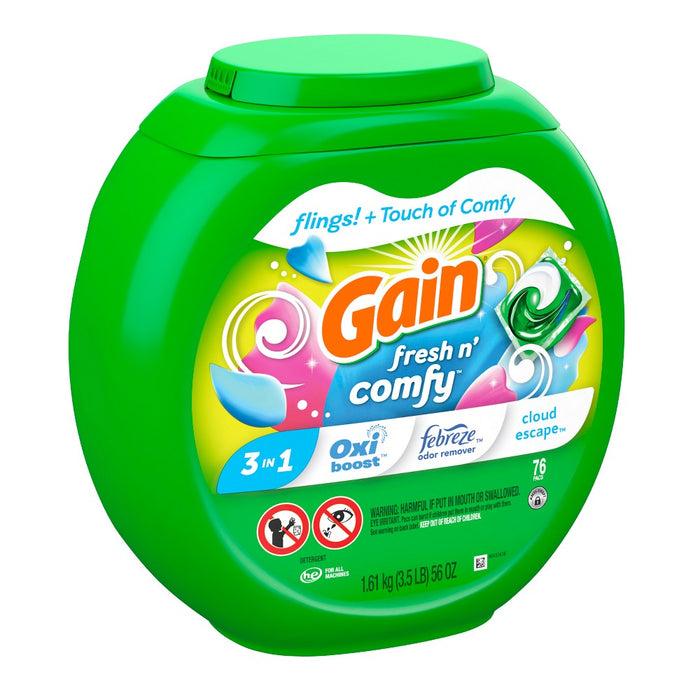 Gain Flings Laundry Detergent - Fresh & Comfy - 76ct