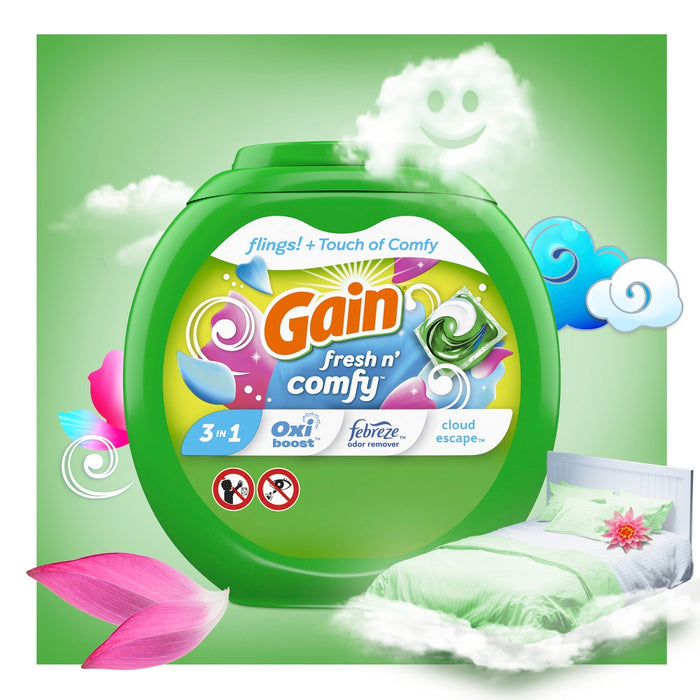 Gain Flings Laundry Detergent - Fresh & Comfy - 76ct