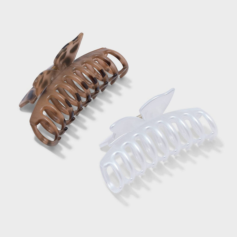Jelly Top Butterfly Claw Hair Clip Set 2pc - Wild Fable Tort/White