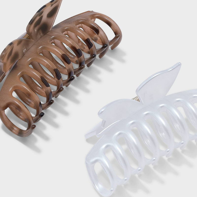 Jelly Top Butterfly Claw Hair Clip Set 2pc - Wild Fable Tort/White