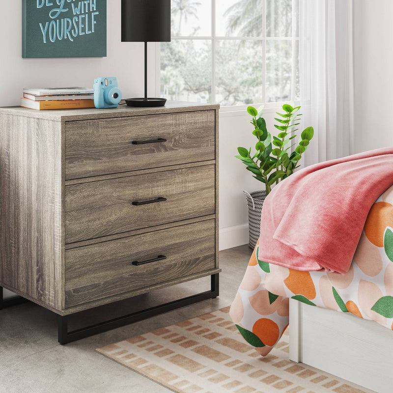 Mixed Material 3 Drawer Dresser Light Gray Wash - Room Essentials (LOCAL PICKUP ONLY)