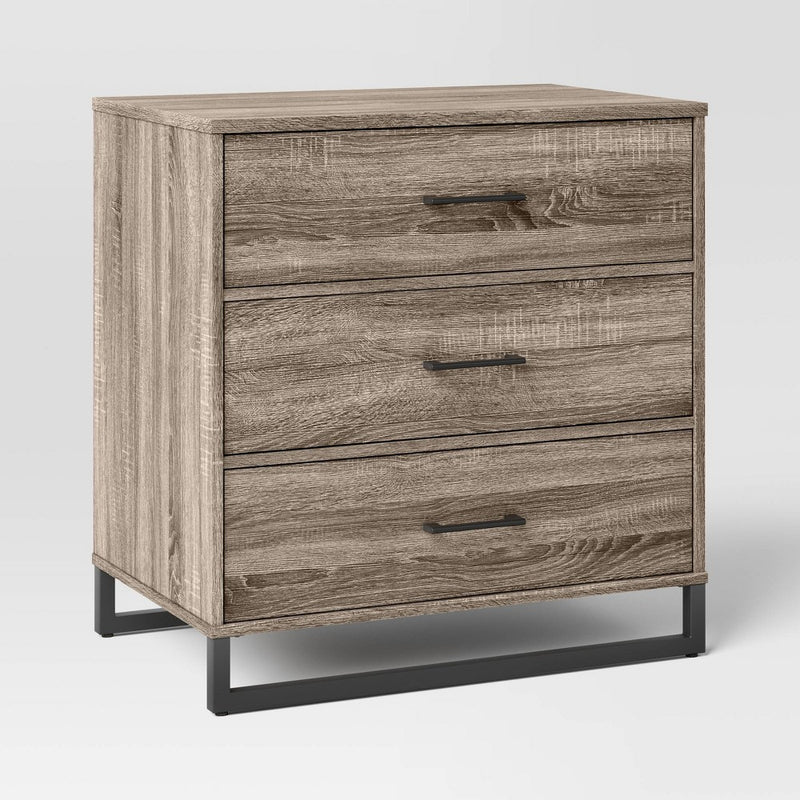 Mixed Material 3 Drawer Dresser Light Gray Wash - Room Essentials (LOCAL PICKUP ONLY)