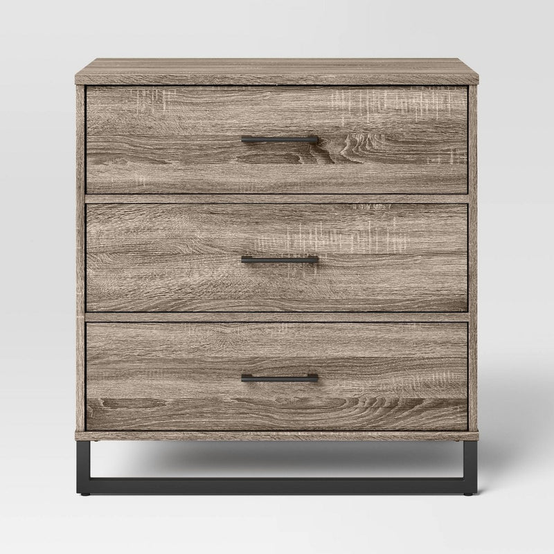 Mixed Material 3 Drawer Dresser Light Gray Wash - Room Essentials (LOCAL PICKUP ONLY)
