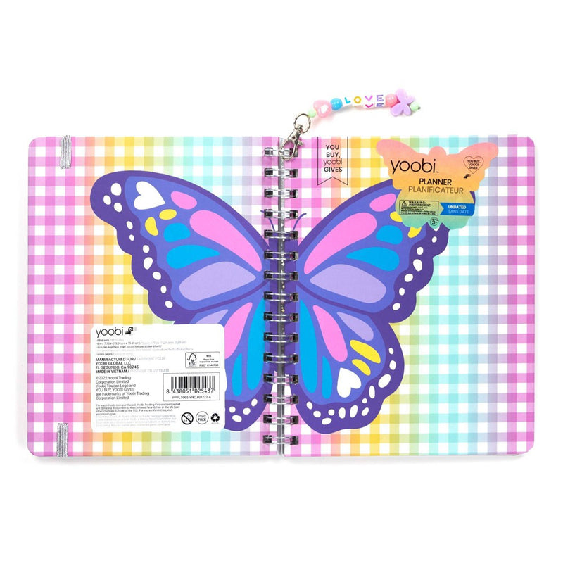 Yoobi Undated Weekly Planner Gingham Butterfly