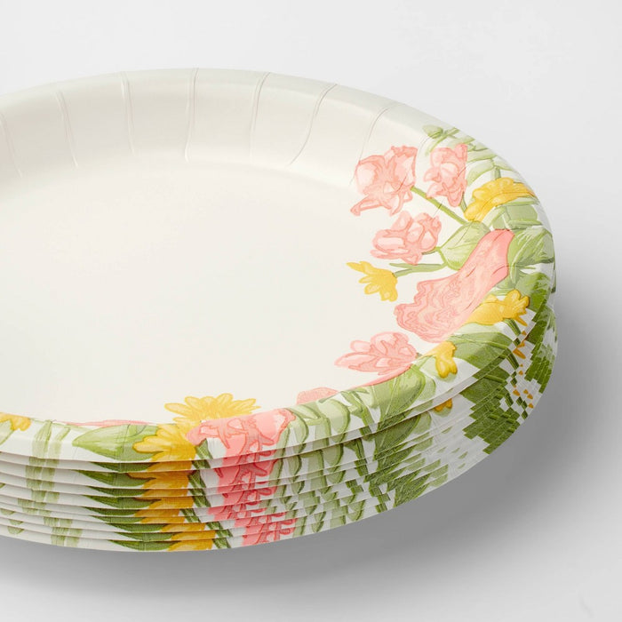 8.5" 10ct Floral Dinner Plates - Spritz