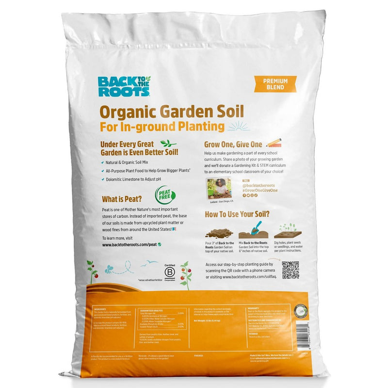 Back to the Roots 25.7qt Organic Garden Soil Premium Blend For in Ground Planting (LOCAL PICKUP ONLY)