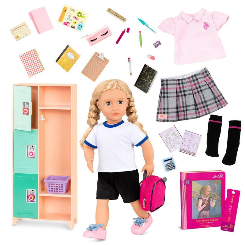 Our Generation Hally & Classroom Cool Locker Accessory Set 18" Doll School Bundle