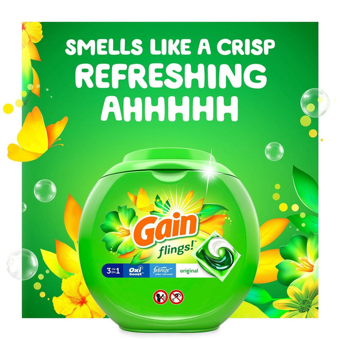 Gain Flings Original Scent HE Compatible Laundry Detergent Soap Pacs - 54oz/76ct
