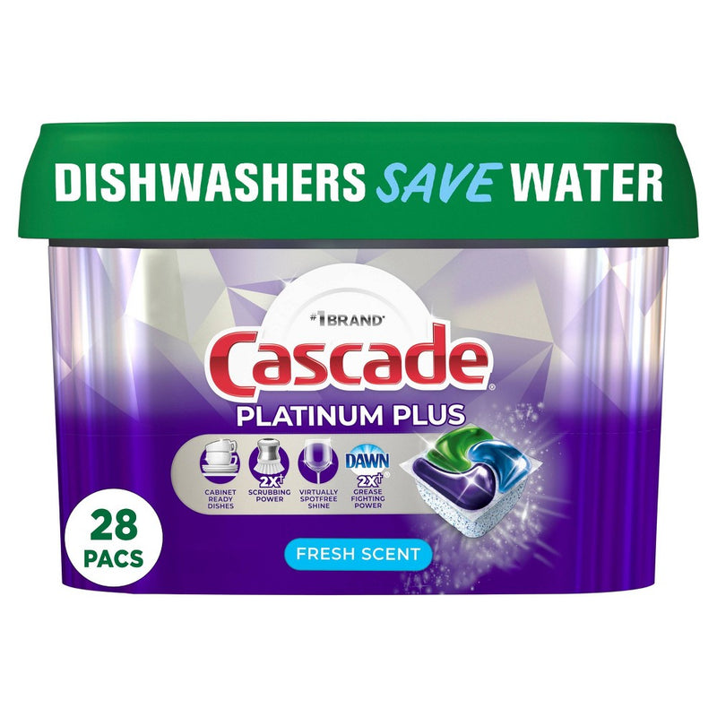 Cascade Fresh Platinum Plus Action Pacs Dishwasher Detergents - 28ct