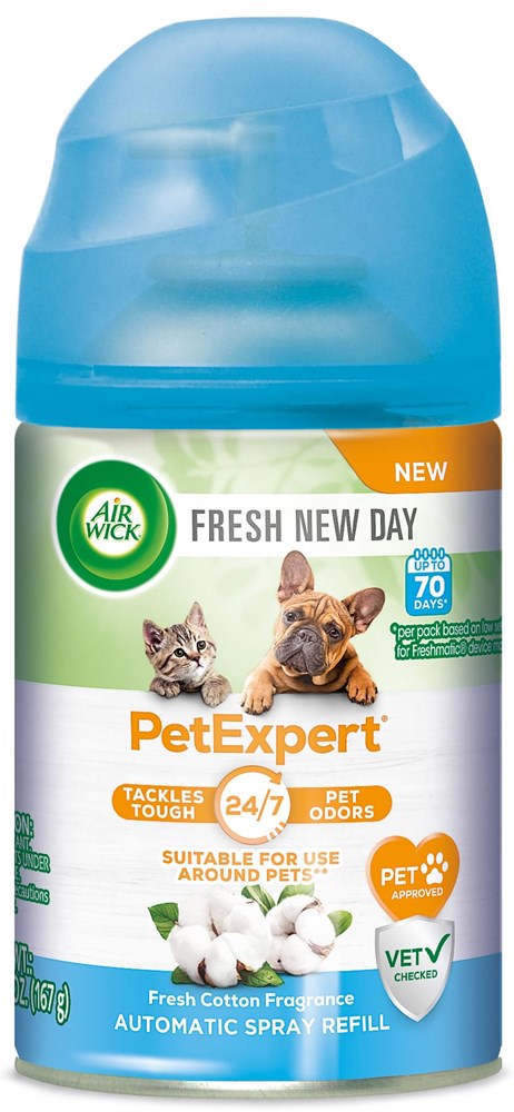 Air Wick Automatic Spray Refill Fresh New Day Pet Fresh Cotton, 1Ct, 5.89Oz, Air Freshener, Essential Oils