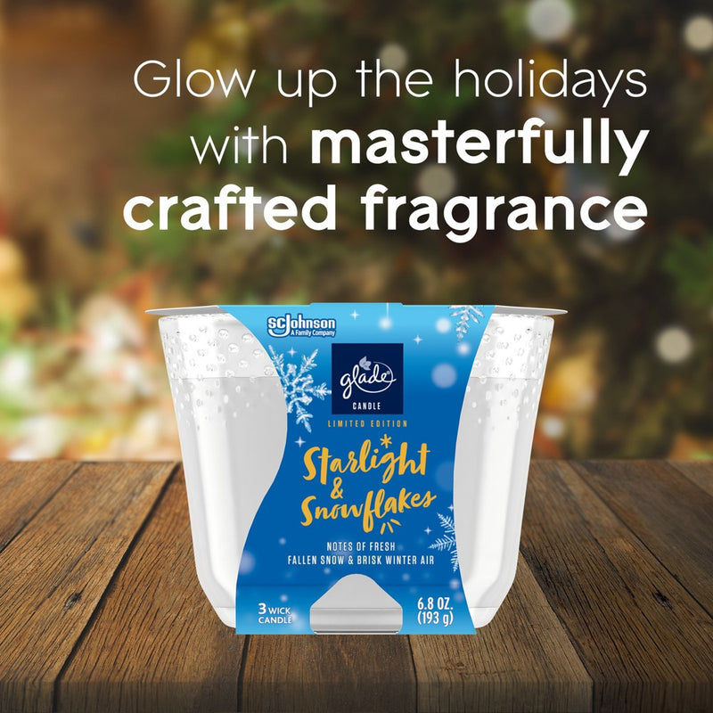 Glade 3-Wick Large Candle - Starlight & Snowflakes - 6.8oz