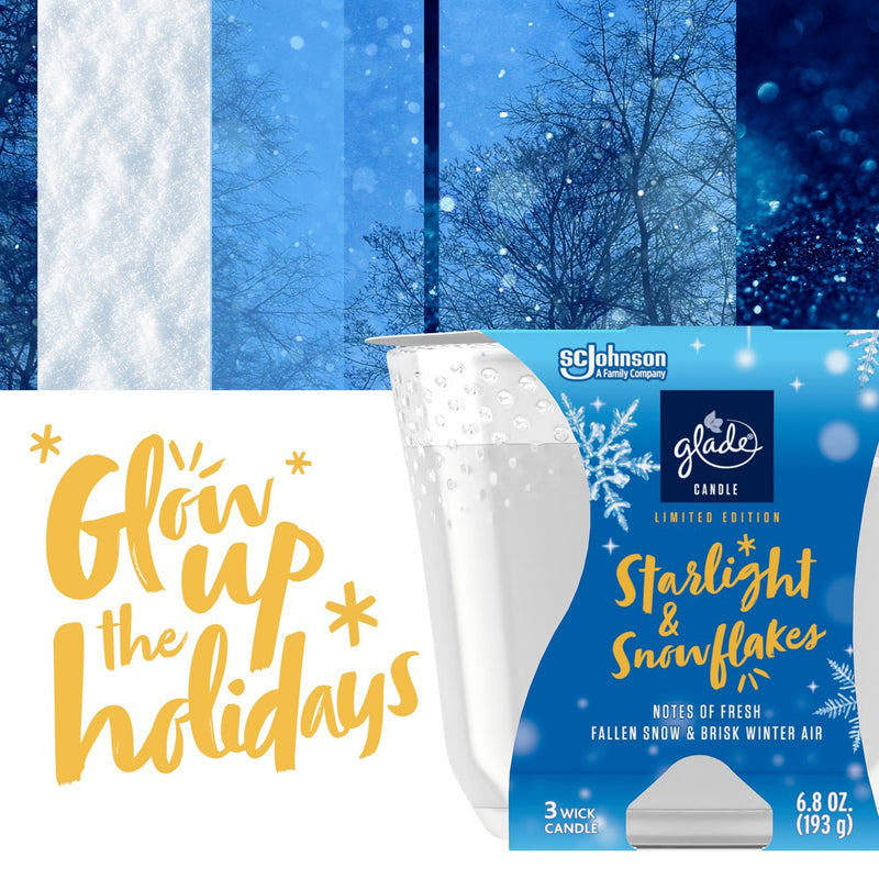Glade 3-Wick Large Candle - Starlight & Snowflakes - 6.8oz